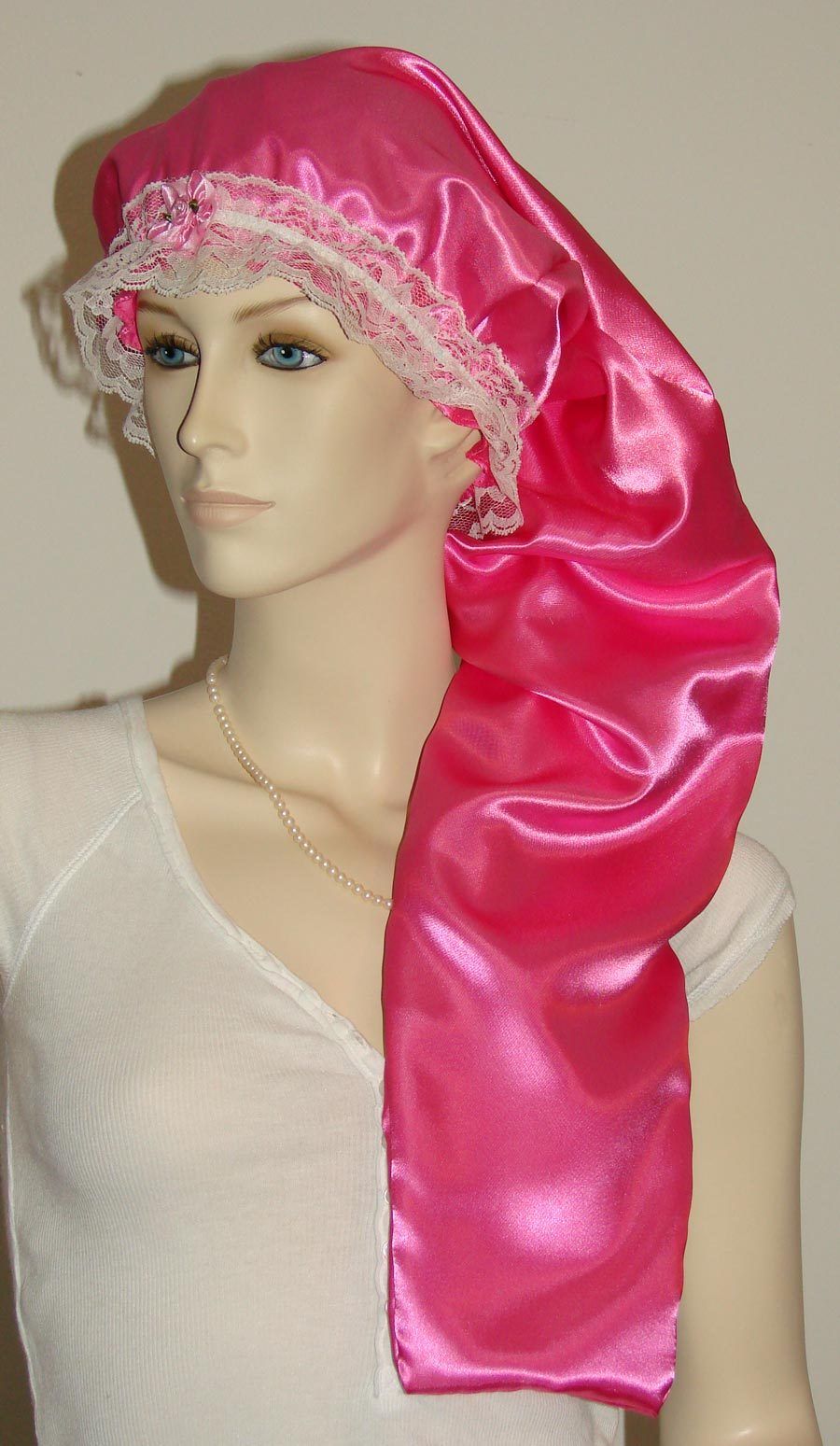 Pink Pearl LV Satin Bonnet (Extra Long)