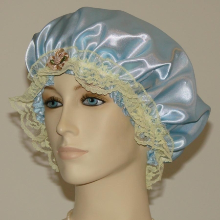 Light Blue Satin Hair Bonnet