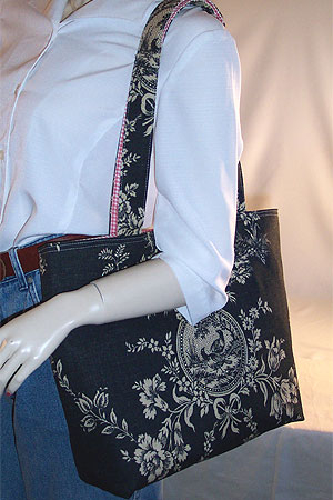 Country House Black Toile Tote Bag