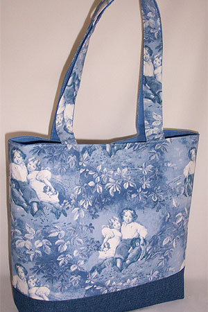 Blue Garden Scene Toile Tote Bag