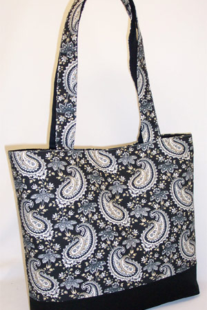 Paisley Floral Black Print Tote Bag