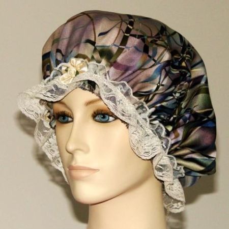 Abstract Marble Print Satin Bonnet for Short Hair