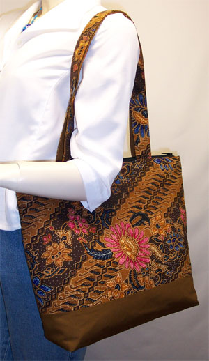 Batik Print Brown Tote Bag