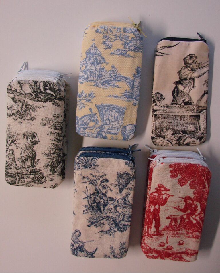 Toile Print Reading Glass Zipper Top Closure