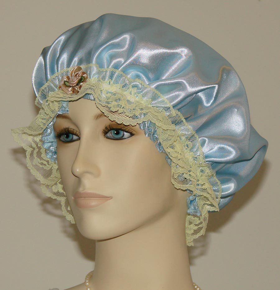 Light Blue Satin Hair Bonnet