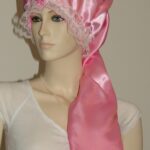 Pink Satin Long Bonnet - Adult Size for Long Hair